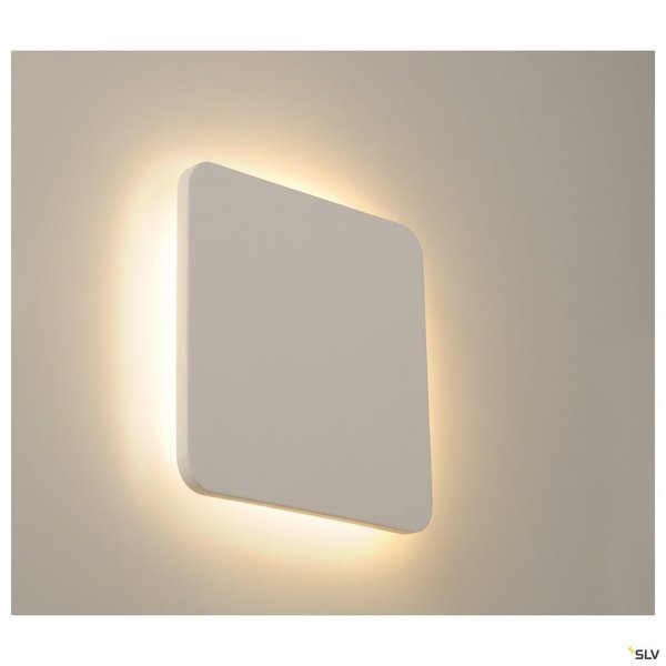 PLASTRA SQUARE Wandleuchte, LED-Strip, 3000K, eckig, weißer Gips max. 10,8 W