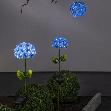 LED-Solardekoration "Hortensia", mit Aufhänger, blau, D=160mm