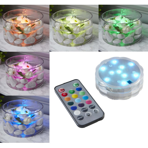 LED-Dekolicht "Water Candle", wasserdicht, Fernbedienung, Batterie, ideal für Vasen und Glasgefäße