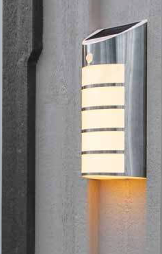 LED-Solar-Wandleuchte "Wally", warmweiß, Edelstahl, Bewegungssensor, 160 x 265 mm