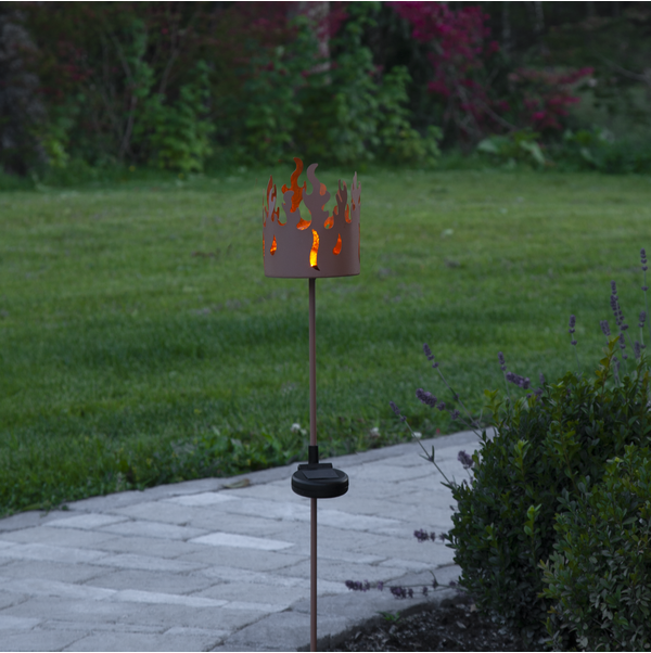 LED-Solarstab "Torchy", Flammenkorb, Rost